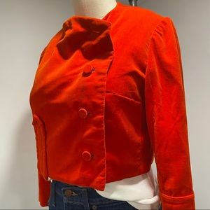 Vintage Velvet Red Cropped Blazer